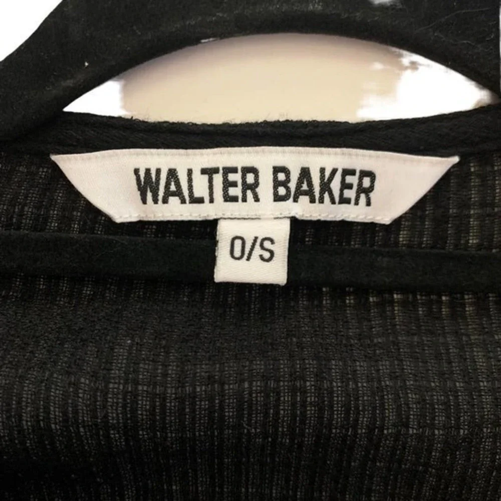 WALTER BAKER Black Knit Fringe‎ Tassel Acapulco Kaftan Shawl